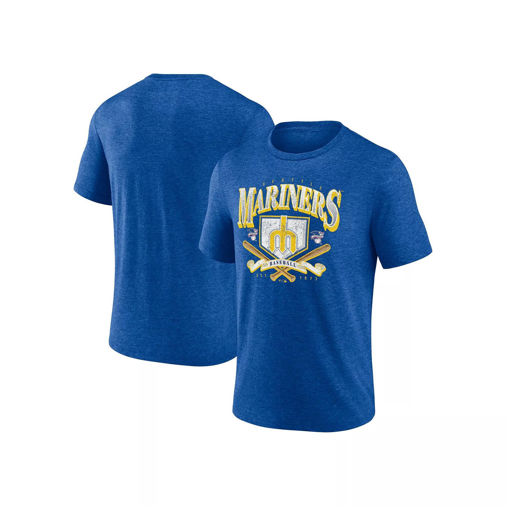 Men's Fanatics Branded Heather Royal Seattle Mariners Home Team Tri-Blend T-Shirt, Size: Small, Blue Product Image