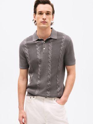 Cable Knit Polo Sweater Product Image