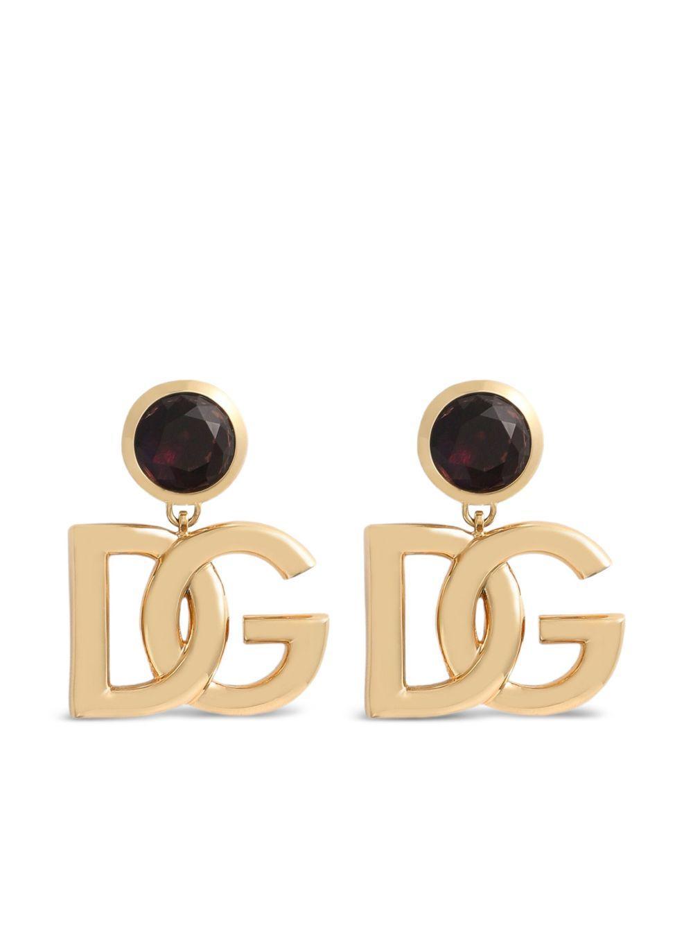 DOLCE & GABBANA Logo-plaque Earrings In Gold Product Image
