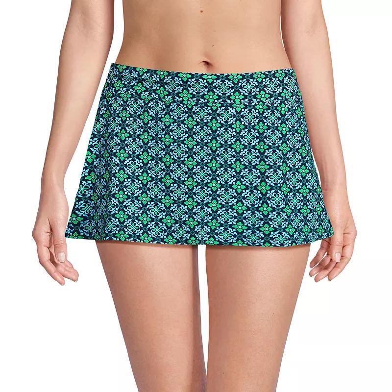Women's Lands' End UPF 50 Mini Swim Skirt, Size: 4, Blue Ditsy Floral Product Image