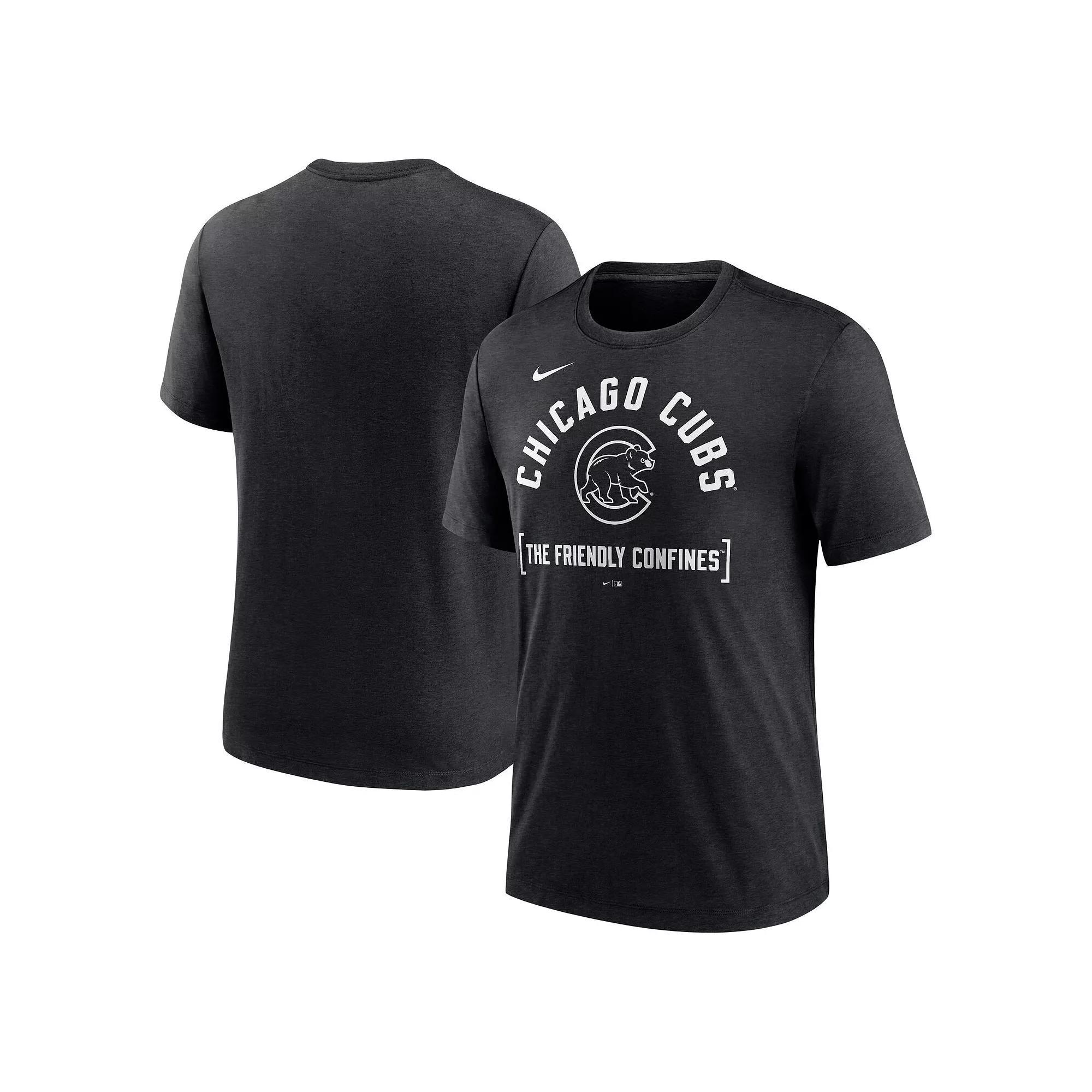 Mens Nike Heather Black Chicago Cubs Swing Big Tri-Blend T-Shirt Product Image