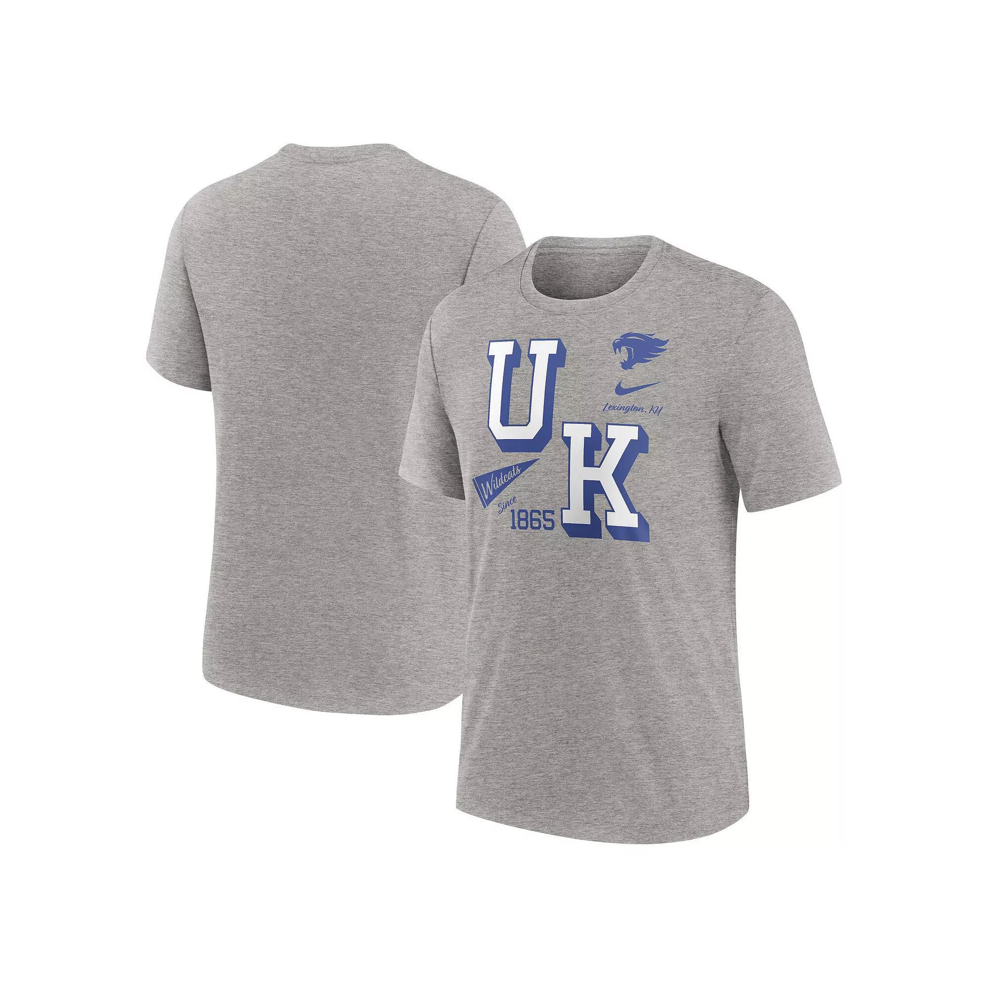 Men's Nike Heather Gray Kentucky Wildcats Blitz Roll Call Tri-Blend T-Shirt, Size: Large, Grey Product Image