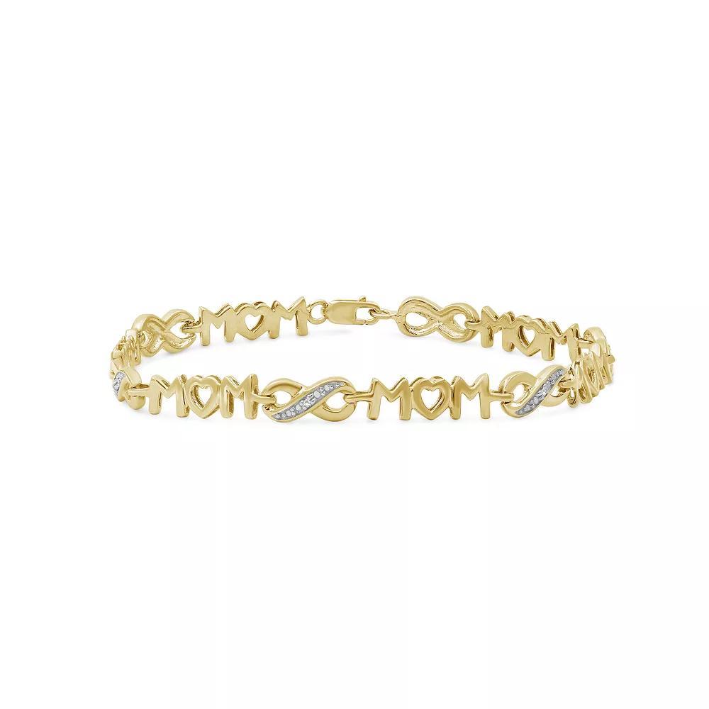 Jewelexcess 14k Gold Over Silver Diamond Accent "Mom" Bracelet, Women's, Gold Tone Product Image