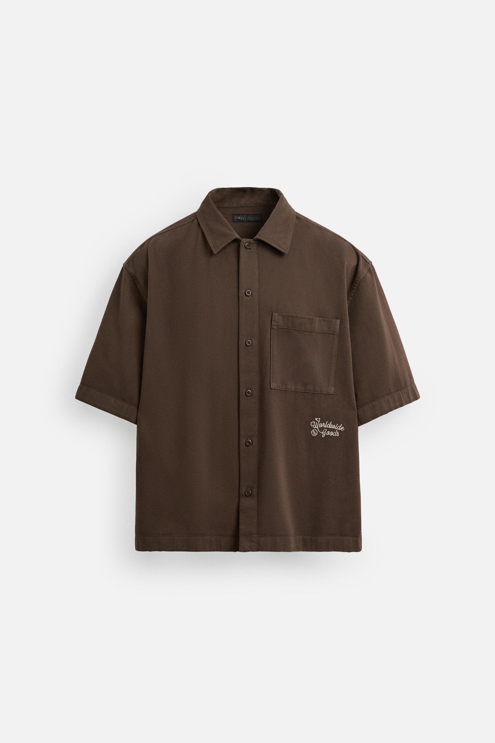 EMBROIDERED RELAXED FIT OVERSHIRT Product Image