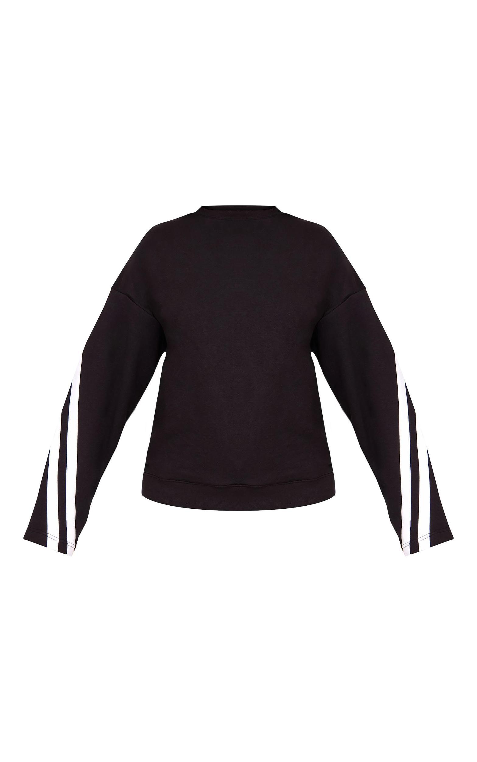 Black Contrast Striped Oversized Sweatshirt Product Image