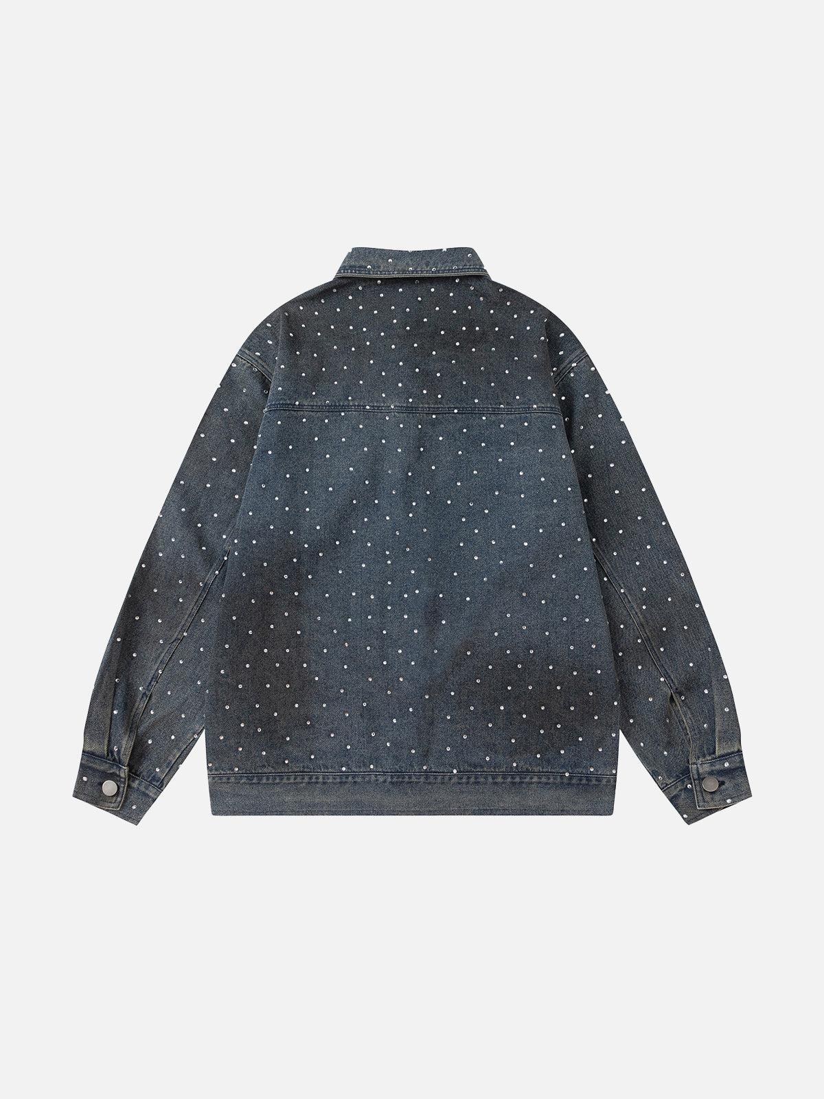 Aelfric Eden Dirt Color Rhinestone Denim Jacket Product Image
