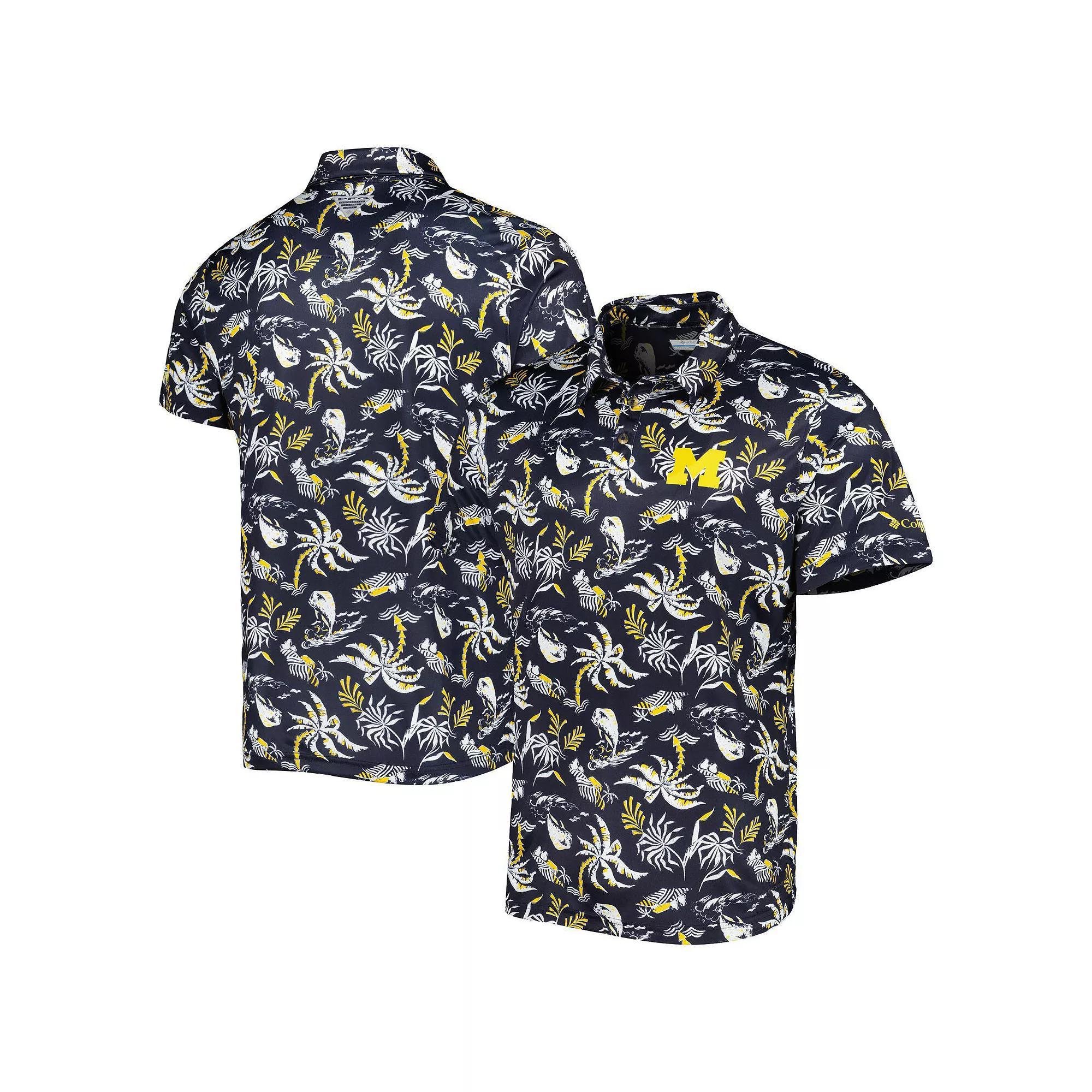 Men's Columbia Navy Michigan Wolverines Super Terminal Tackle Omni-Shade Polo, Size: Small, Blue Product Image