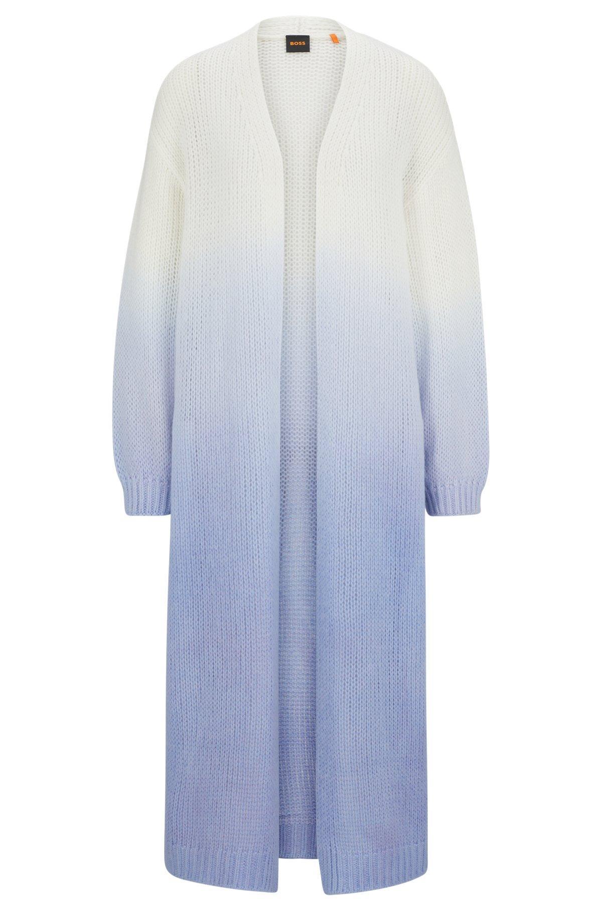 Long-length dip-dye cardigan with wool and alpaca Product Image