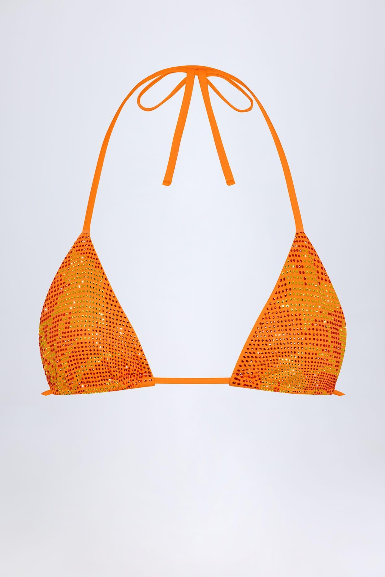 Triangle Bikini Top in Orange Tropical Hotfix Product Image