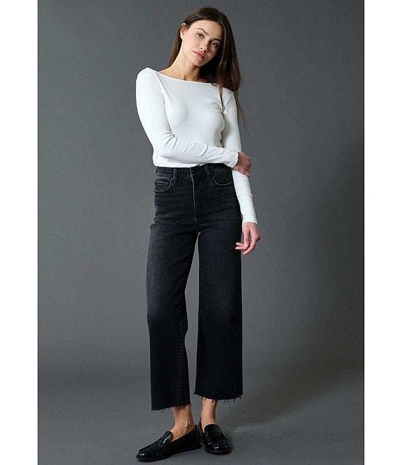 Daze Pleaser High Rise Wide Ankle Length Dark Denim Jeans Product Image