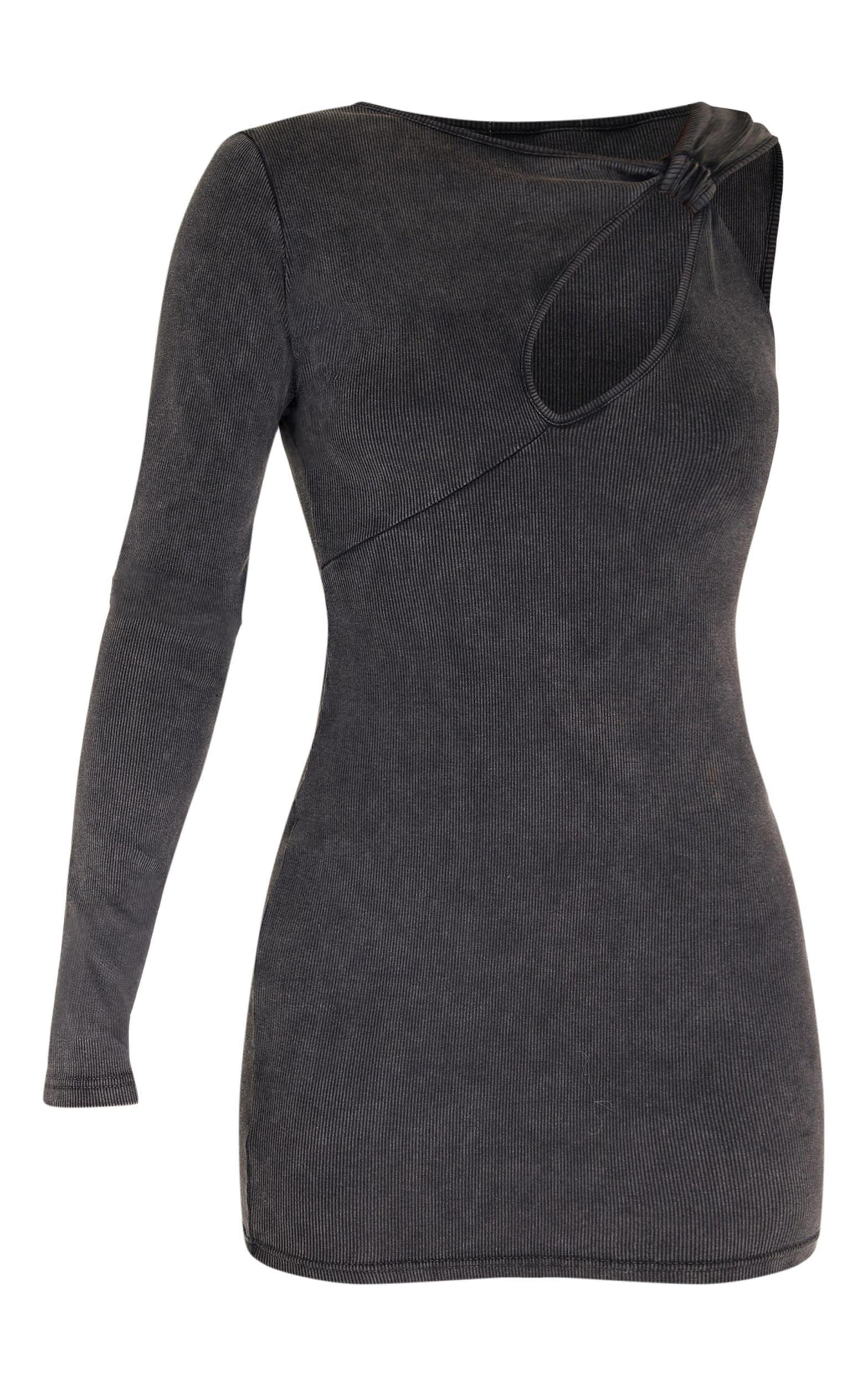 Charcoal Grey One Shoulder Maxi Dress Product Image
