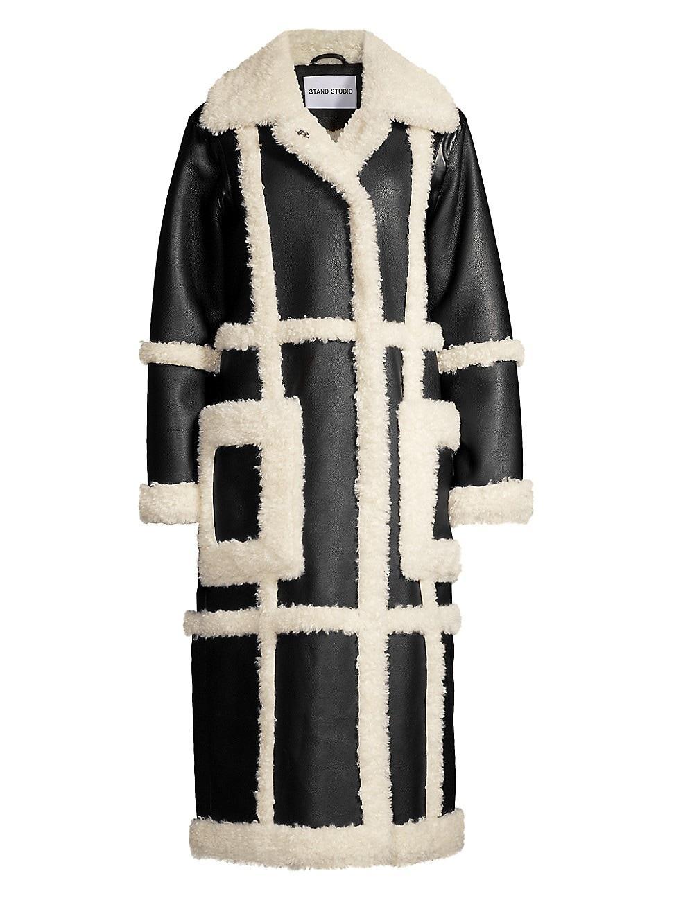 Womens Patrice Faux Leather & Faux Shearling Coat Product Image
