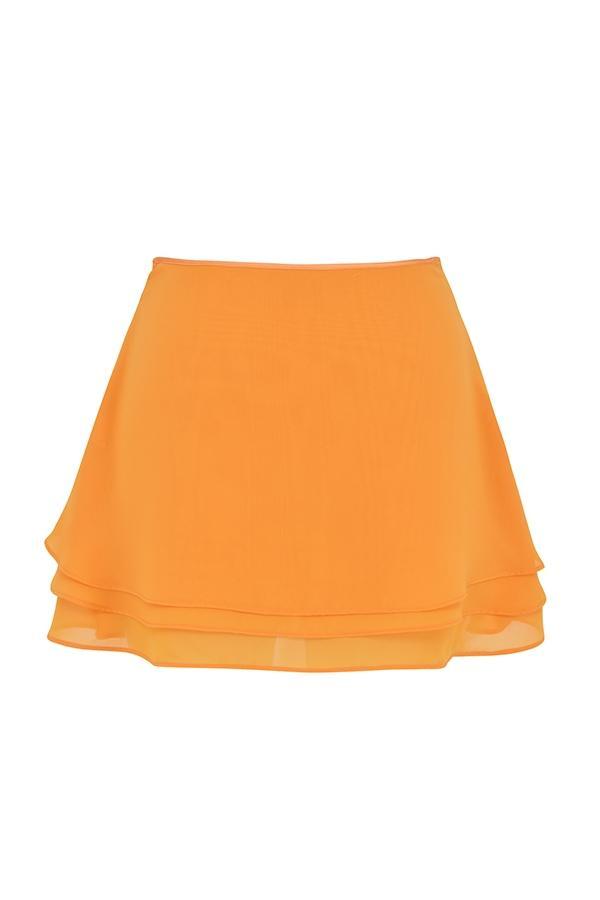 Clarice  tangerine floaty layered mini skirt Product Image