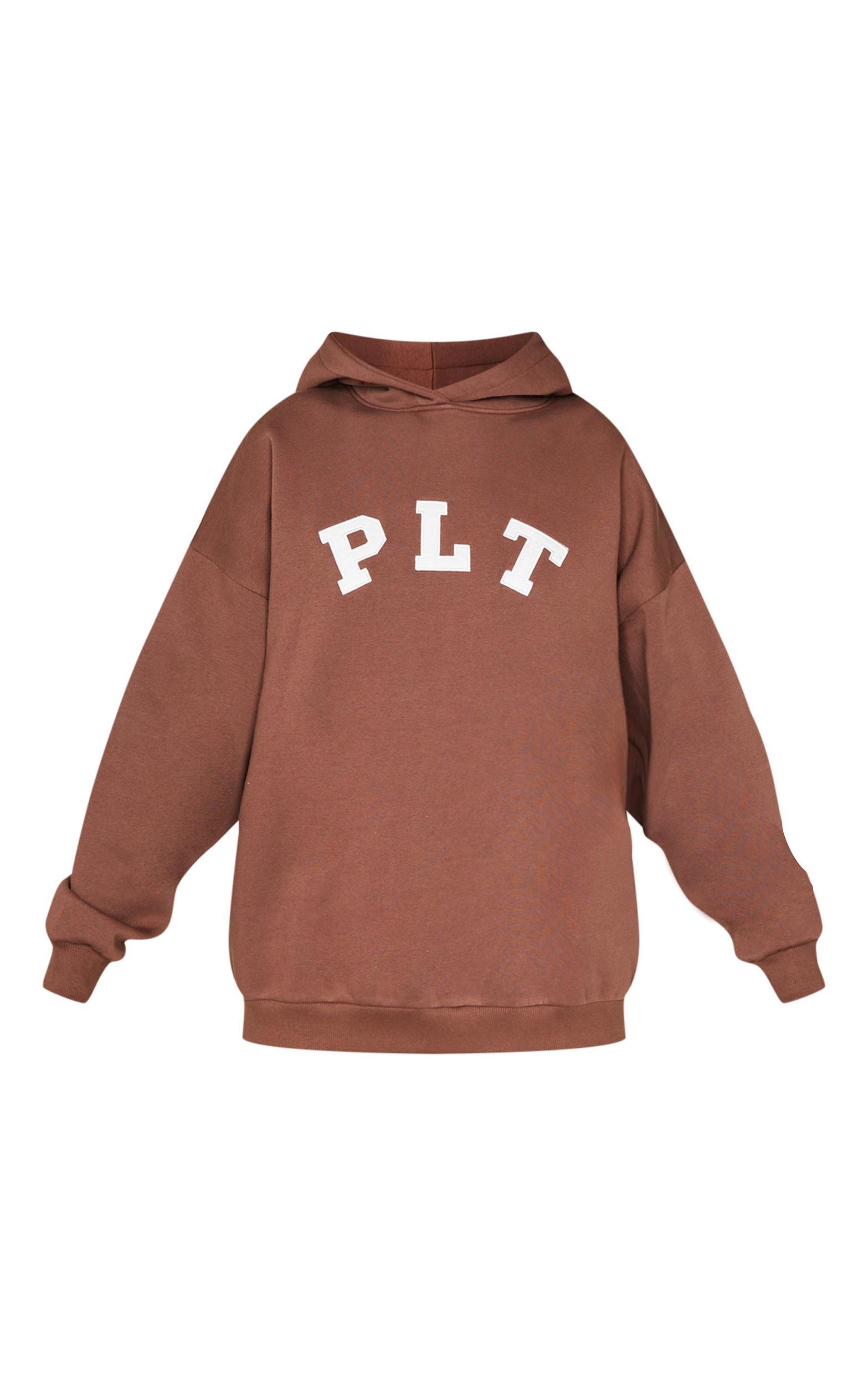 PRETTYLITTLETHING Dark Chocolate Logo Oversized Hoodie Product Image