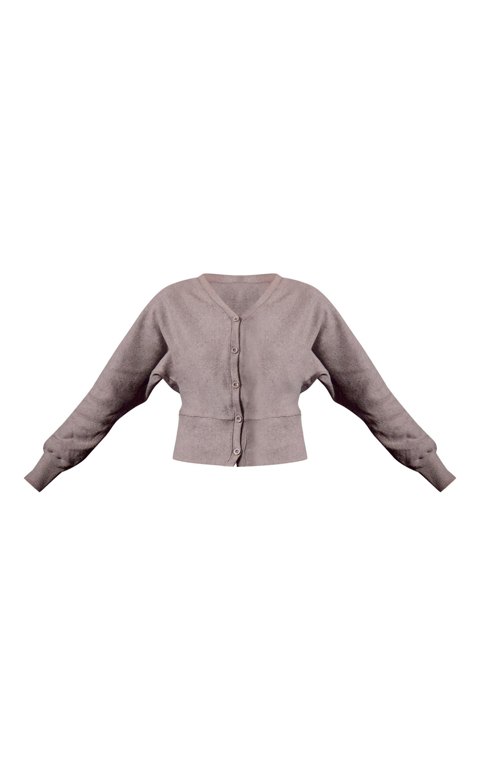 Mushroom Soft Ribbed Button Up Cardigan Product Image