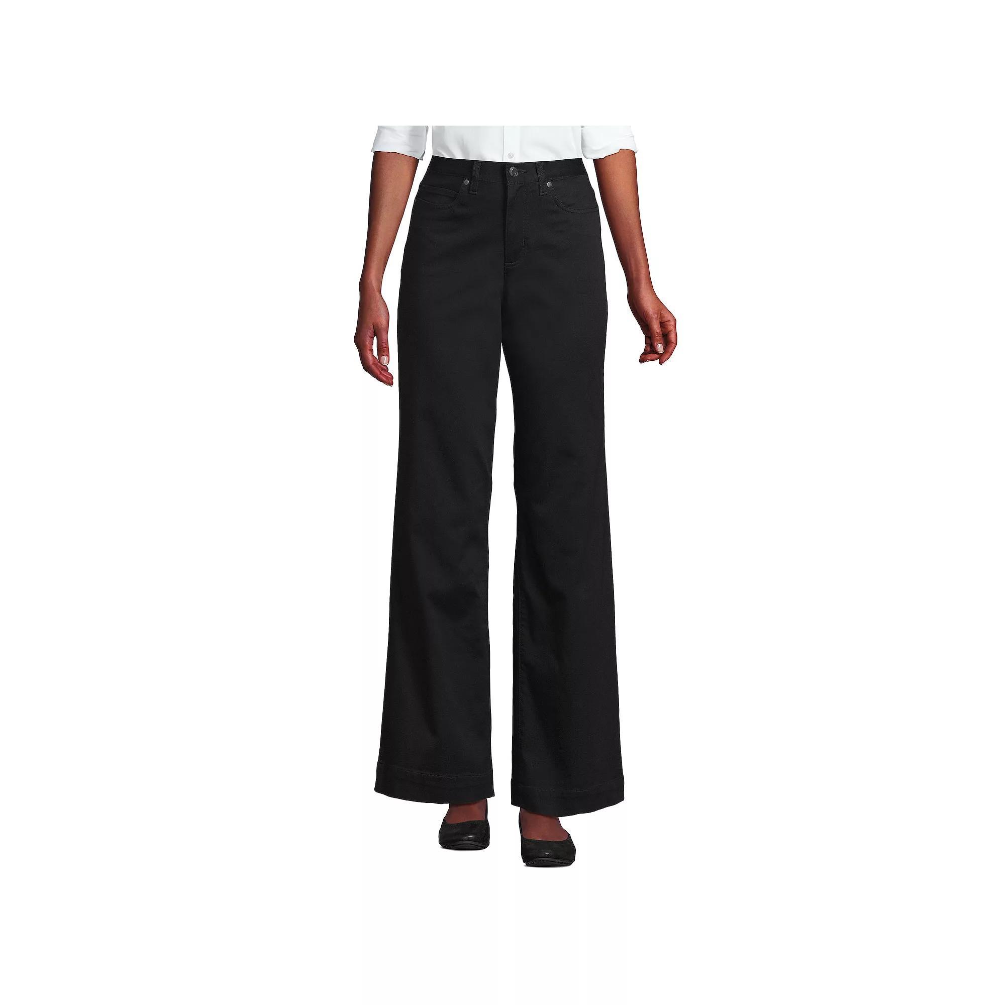 Women's Lands End High-Rise Wide Leg Chino Pants, Size: 14, White Product Image