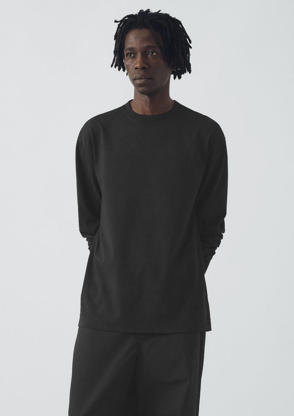 Cotton Wool Herringbone Wide Leg Pants | Black Product Image