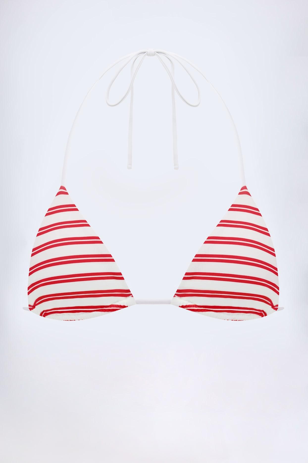 Triangle Bikini Top in Cherry Red Double Stripe Product Image