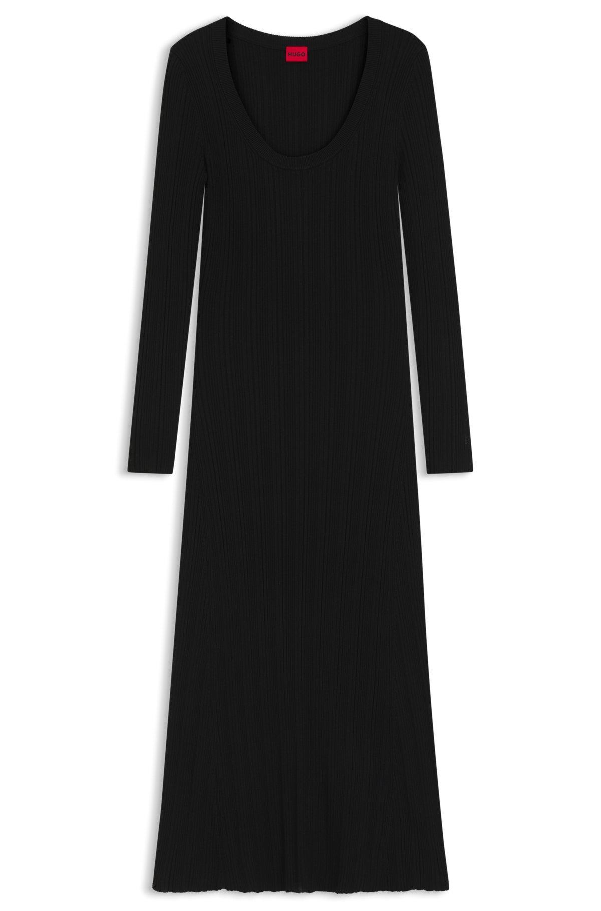 Slim-fit midi dress in ribbed crepe fabric Product Image