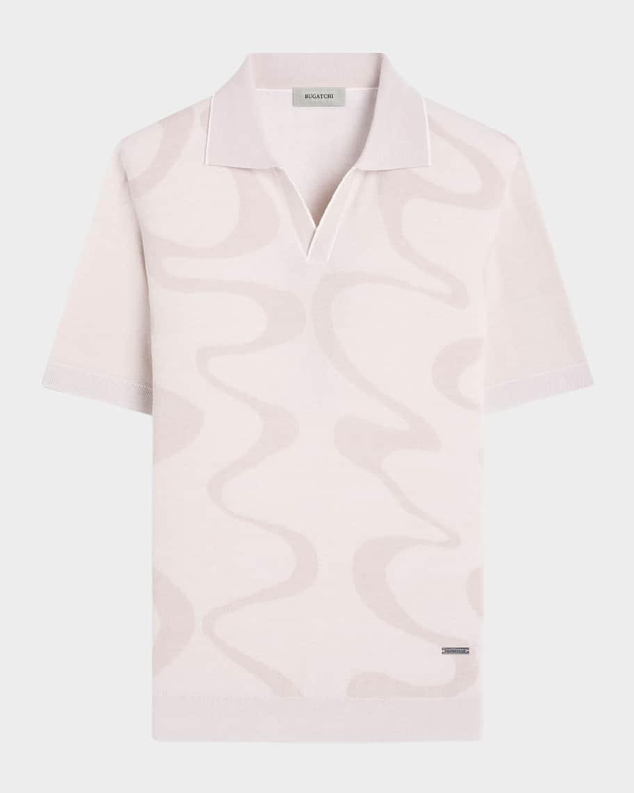 Mens Short-Sleeve Polo Sweater with Johnny Collar Product Image