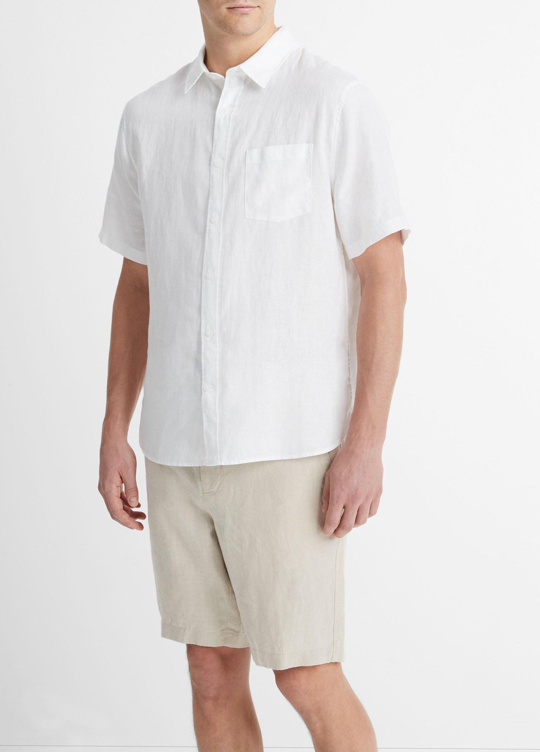 Mens Linen Short-Sleeve Shirt, Pumice Rock, Size XS Vince Product Image
