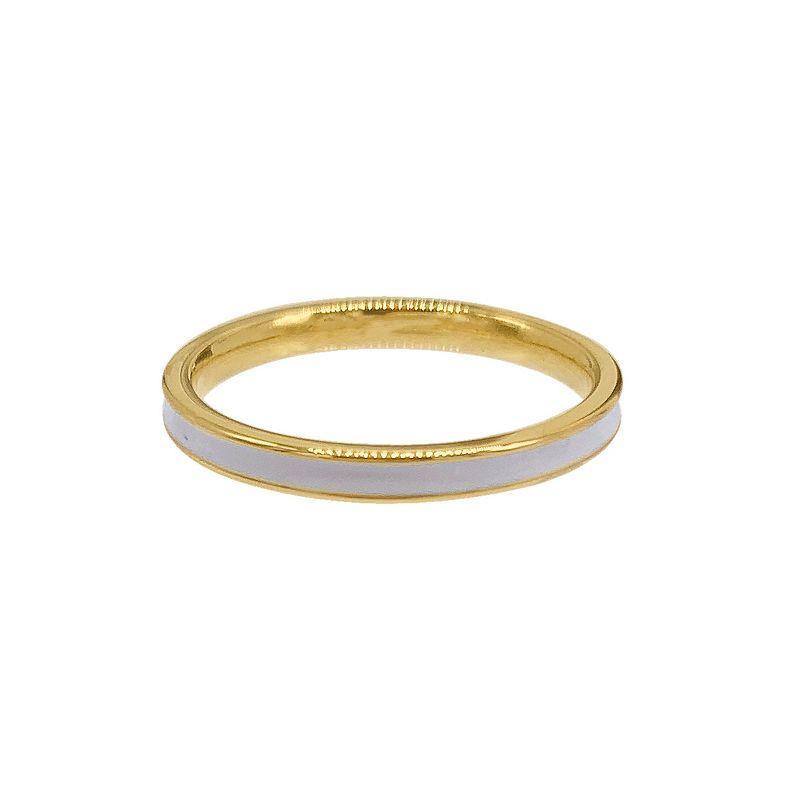 Adornia 14k Gold Plated White Enamel Band, Women's, Size: 9, Gold Tone Product Image