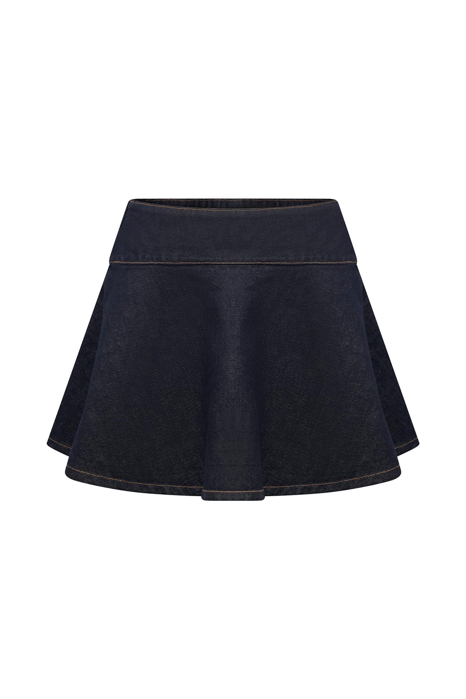 Arista Denim Mini Skirt - Washed Indigo Blue Product Image