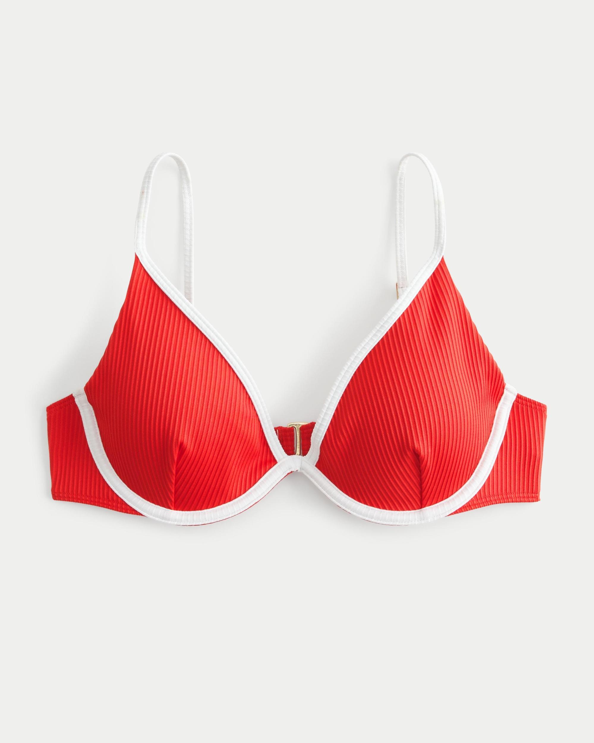 Ribbed Plunge Underwire Bikini Top Product Image