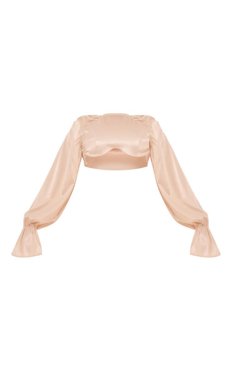 Oyster Satin Underwired Puff Sleeve Crop Top Product Image