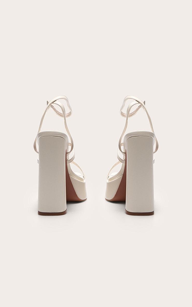 Cream Pu Square Toe Platform Heeled Sandals Product Image