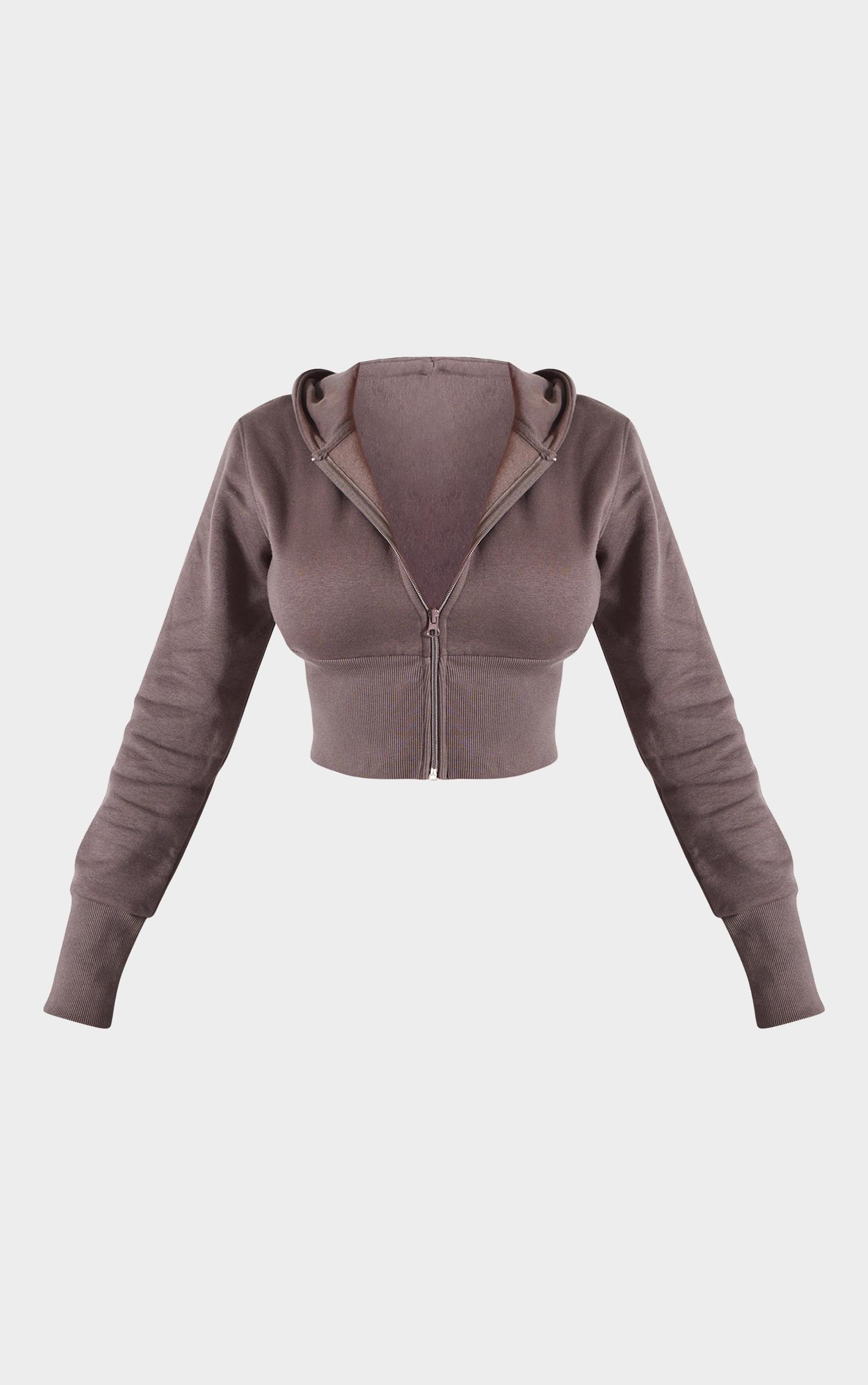 Shape Charcoal Fitted Cropped Hoodie Product Image