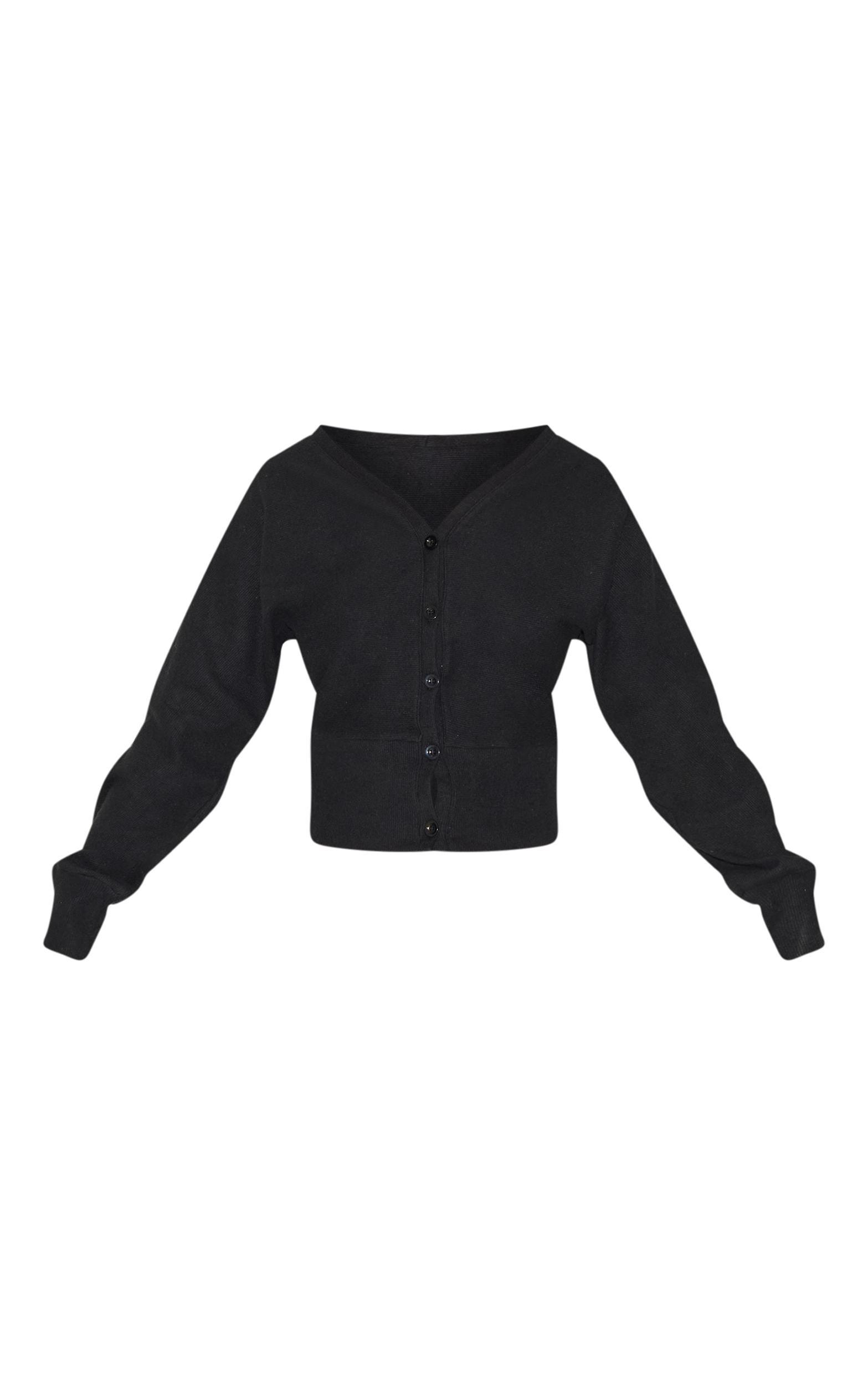 Black Soft Ribbed Button Up Cardigan Product Image