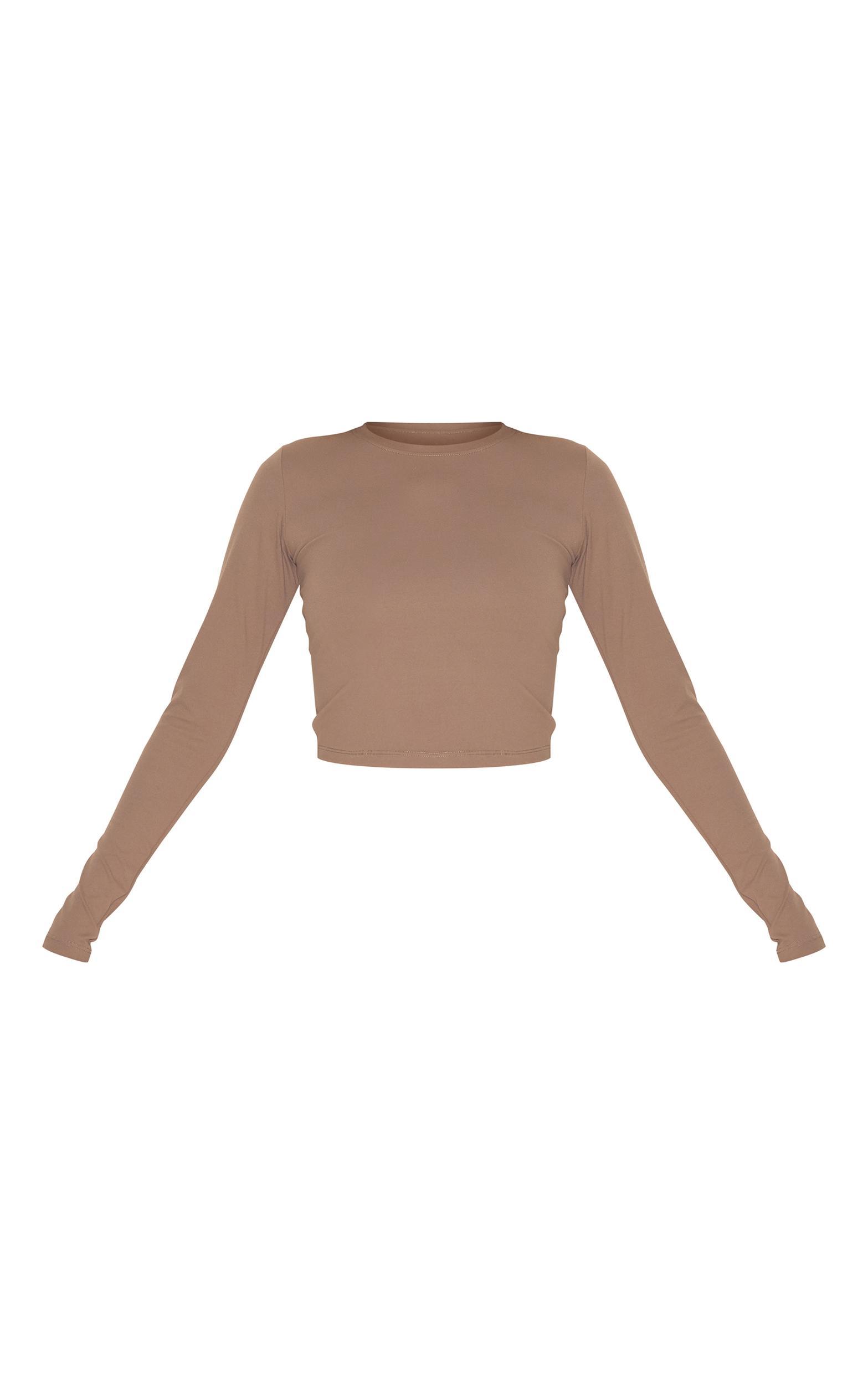 Brown Sculpt Long Sleeve Gym Top Product Image