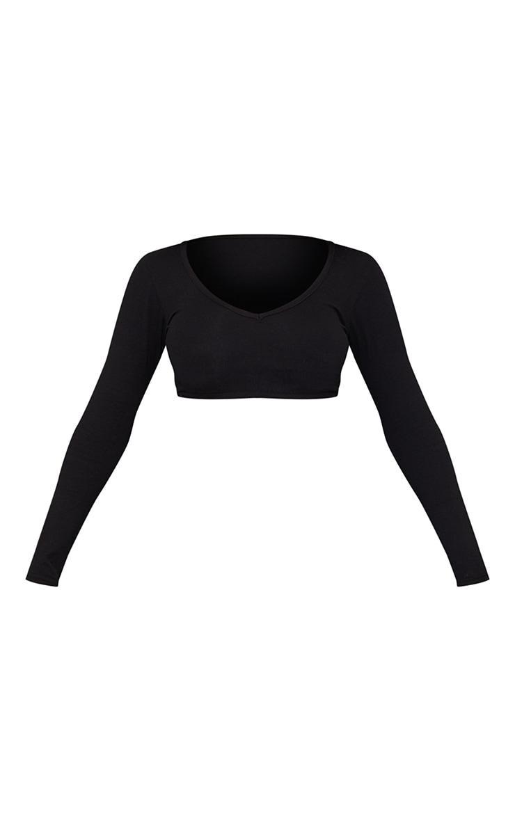  Black Distressed Ladder Knit Long Sleeve Top Product Image