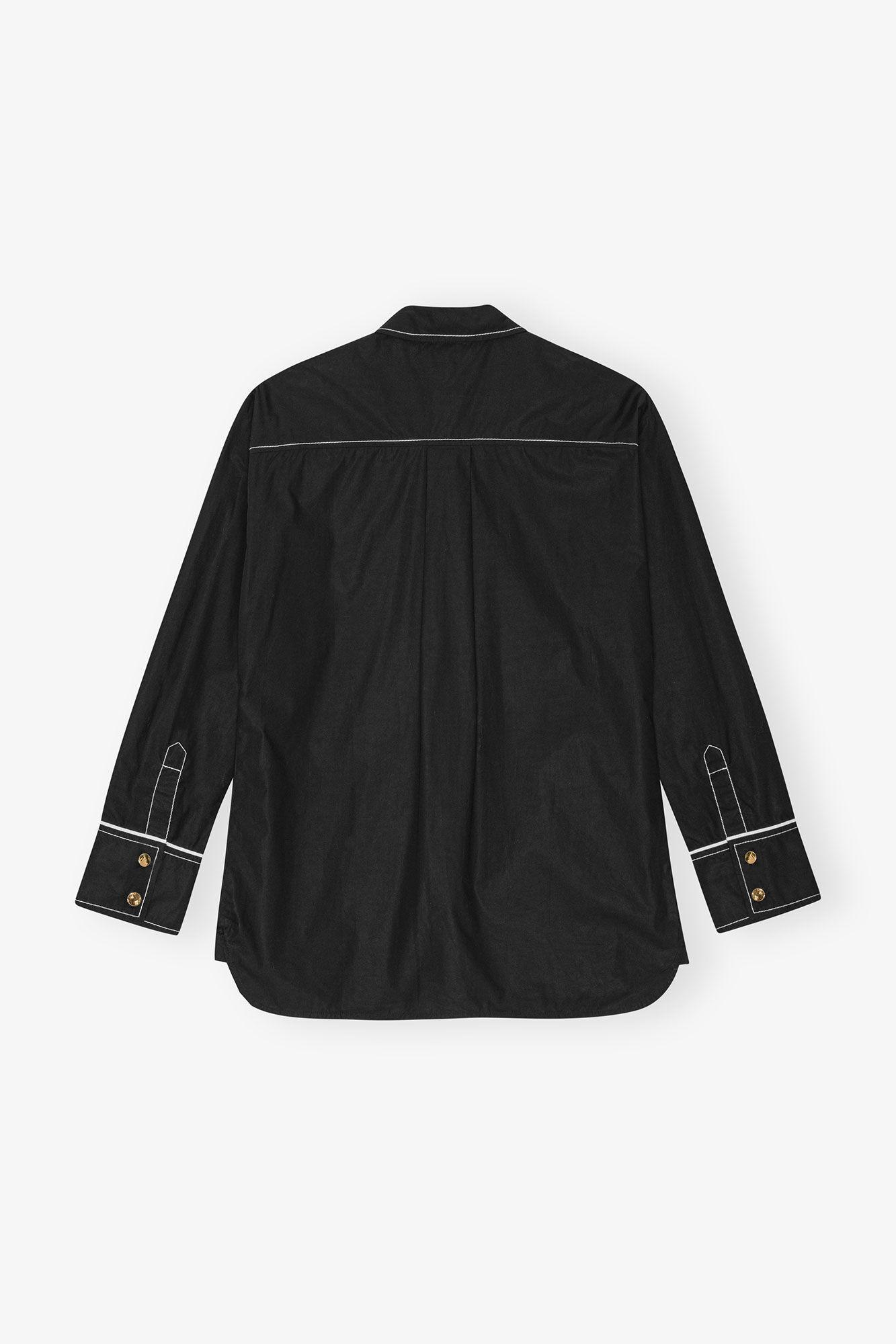 Black Cotton Poplin Raglan Shirt Product Image