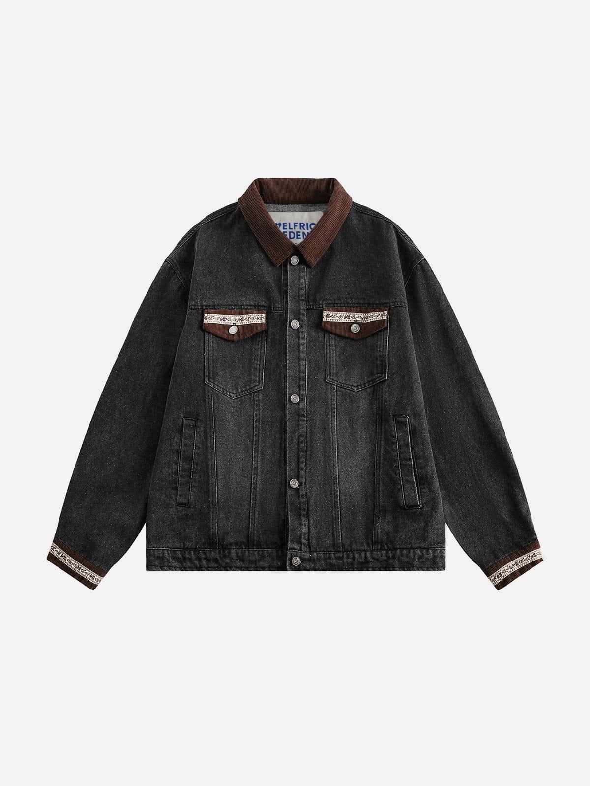 Aelfric Eden Corduroy Patchwork Denim Jacket Product Image