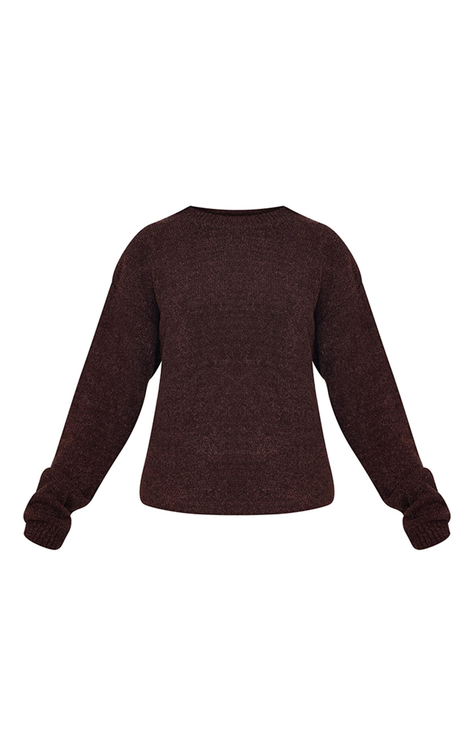 Chocolate Boucle Knit Oversized Sweater Product Image