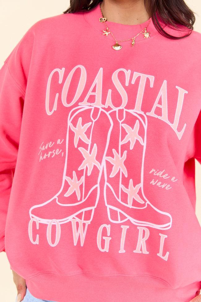 Coastal Cowgirl Boots Light Red Graphic Sweatshirt SALE Product Image