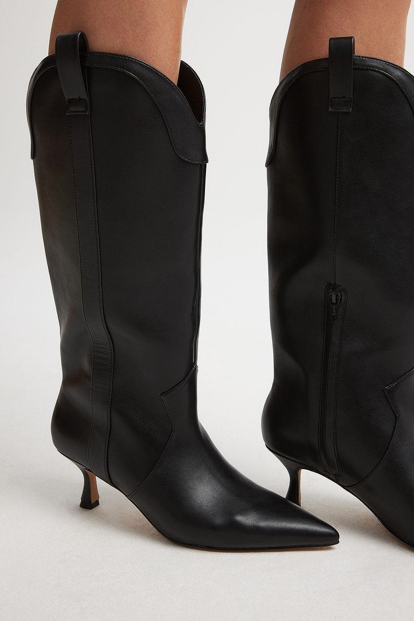 Knee High Cowboy Stiletto Boots Product Image