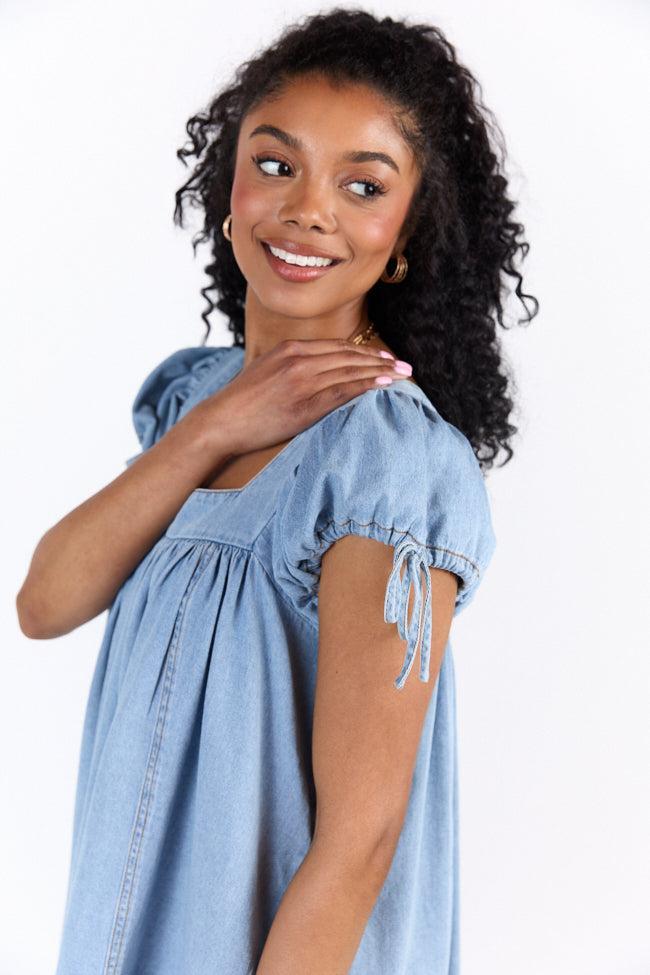 Meet Me Later Chambray Short Sleeve Swing Dress SALE Product Image