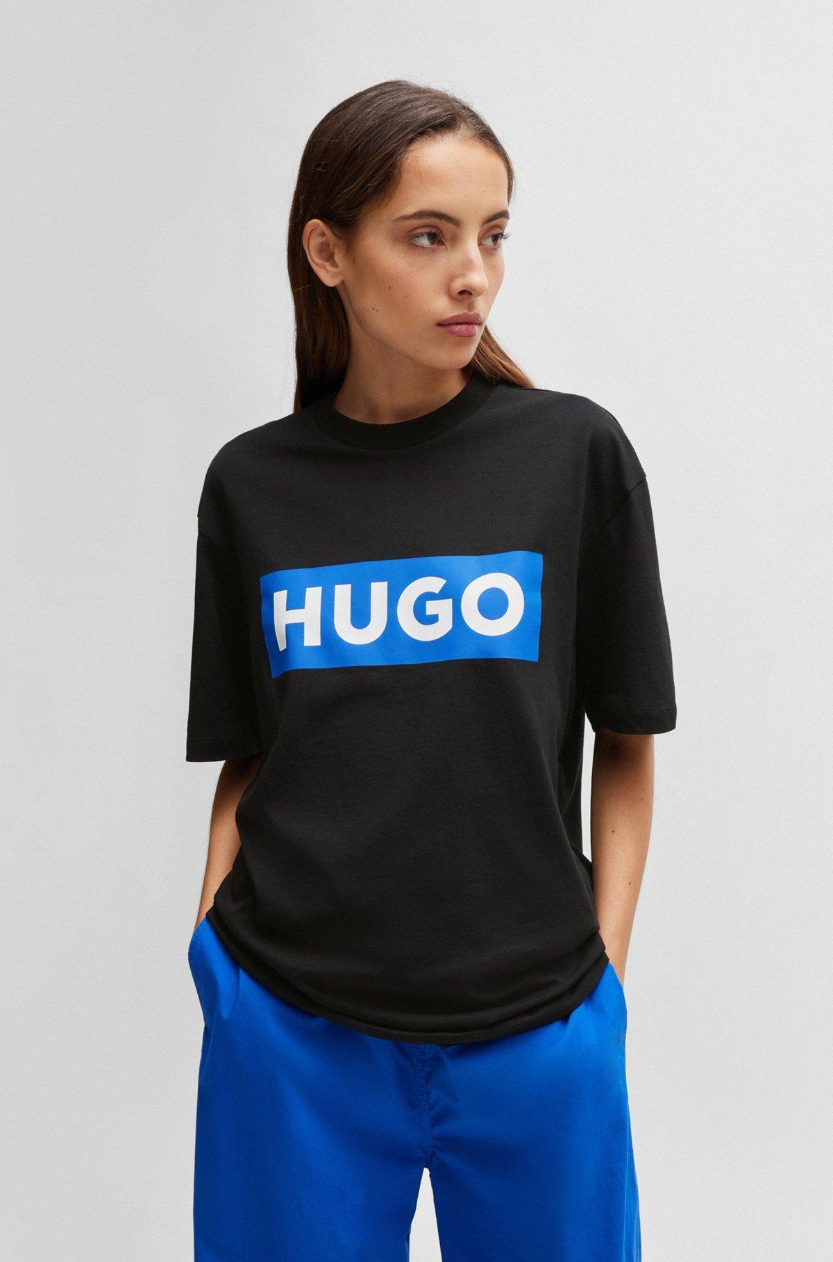 Cotton-jersey T-shirt with blue logo Product Image