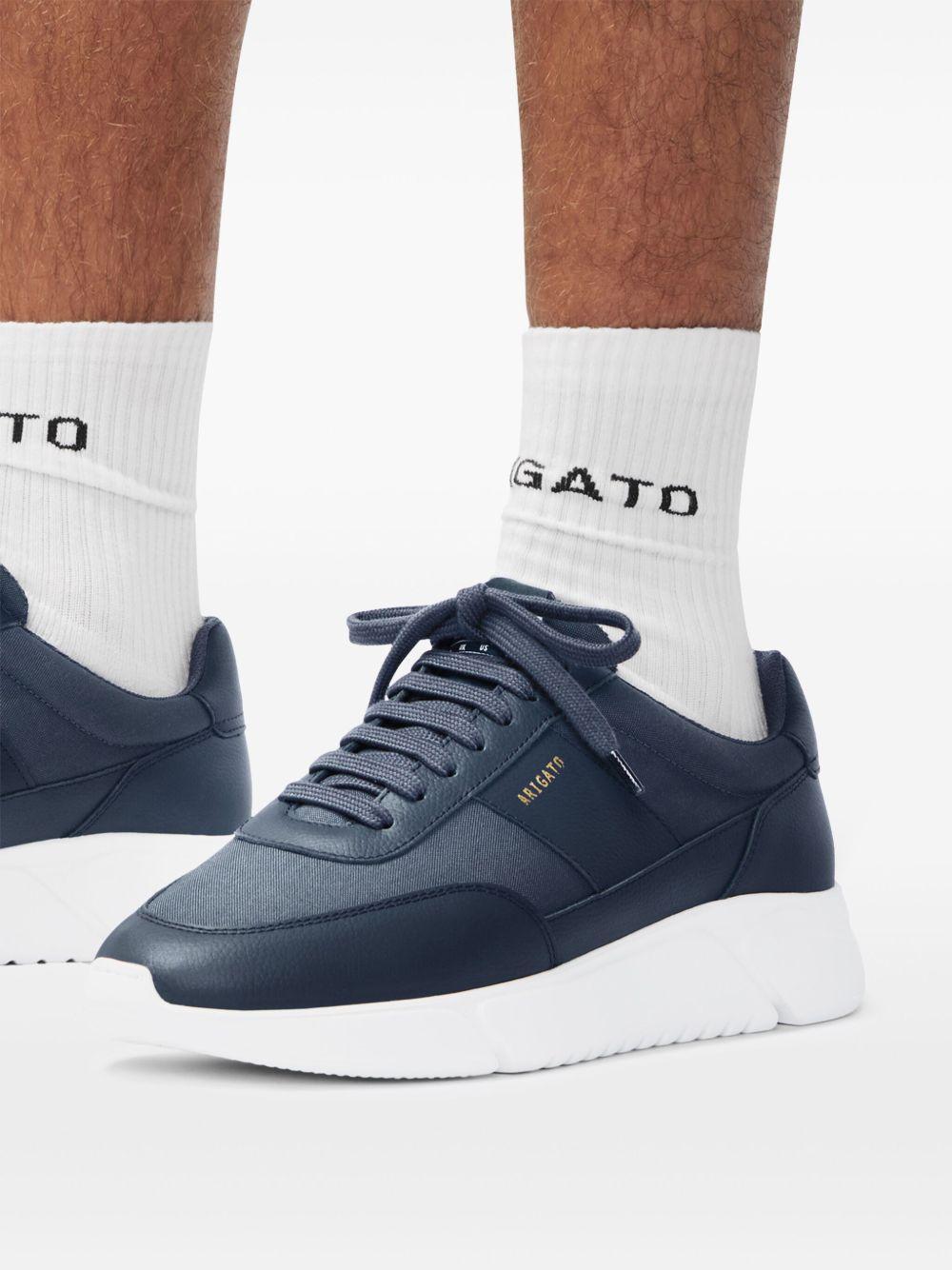 logo-print panelled leather sneakers Product Image