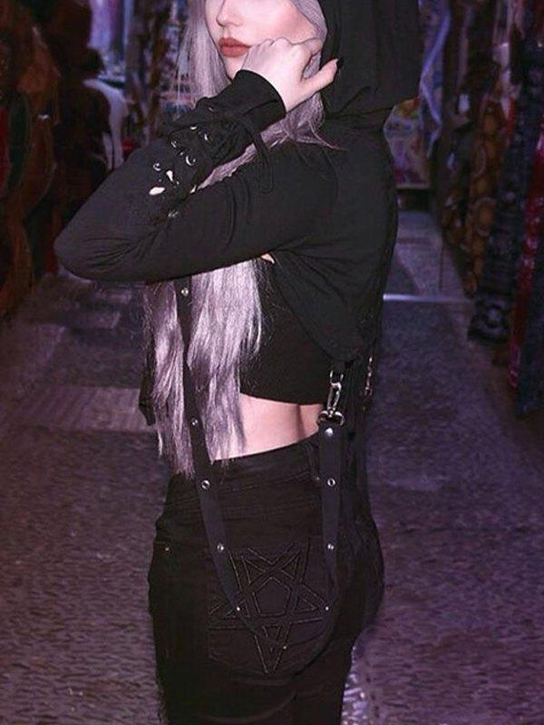 Detachable Strap Tie Back Cropped Hoodie Product Image