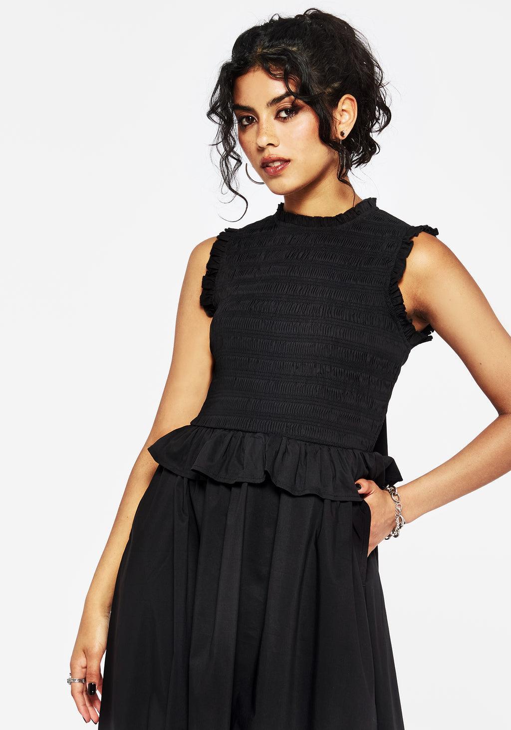 Veronica Cotton Smocked Bodice Bow Detail Midi Dress Product Image