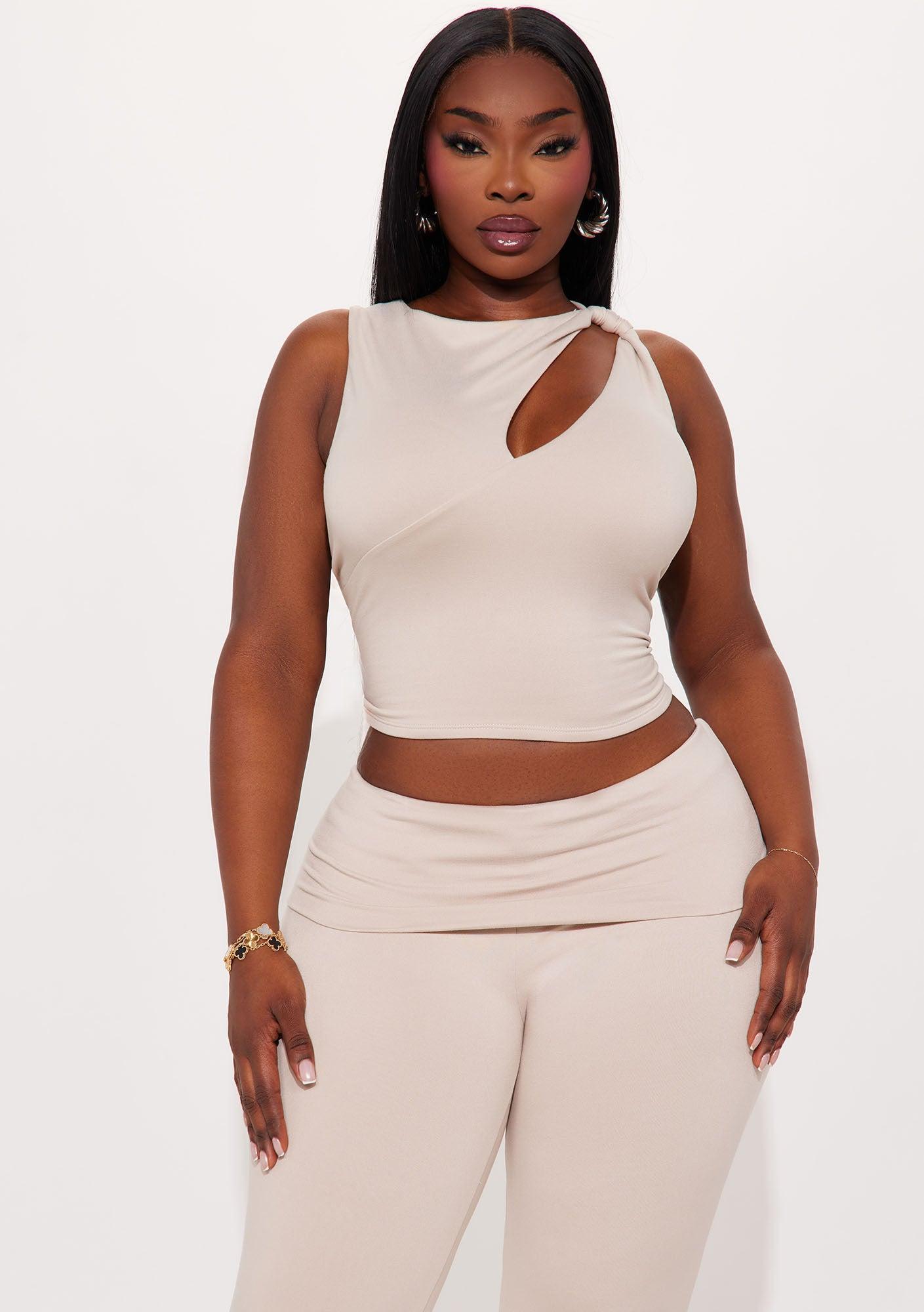 Day At A Time Double Lined Flare Pant Set - Taupe Product Image
