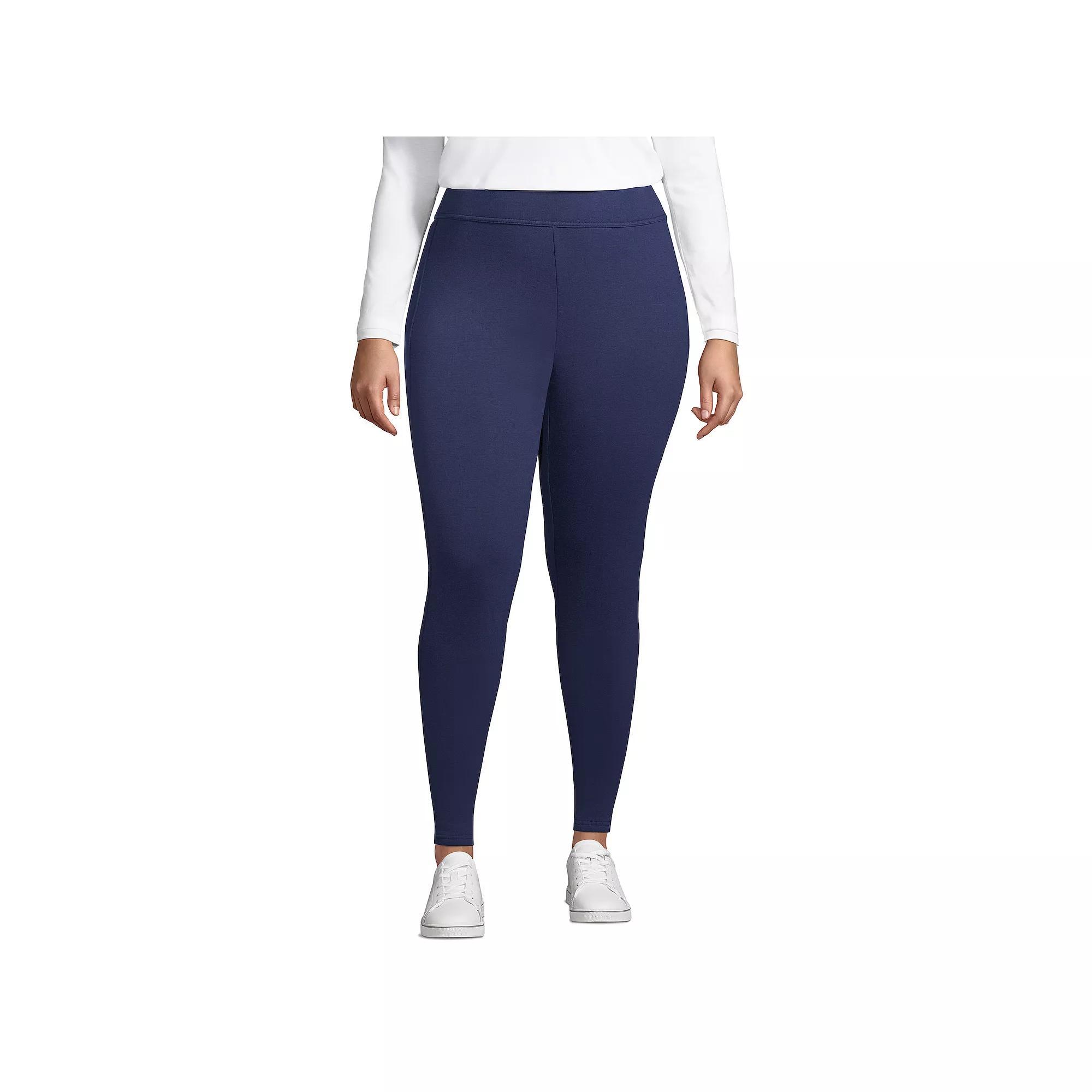 Plus Size Lands' End Serious Sweats Fleece Lined High-Waist Leggings, Women's, Size: 2XL, Deep  Blue Product Image
