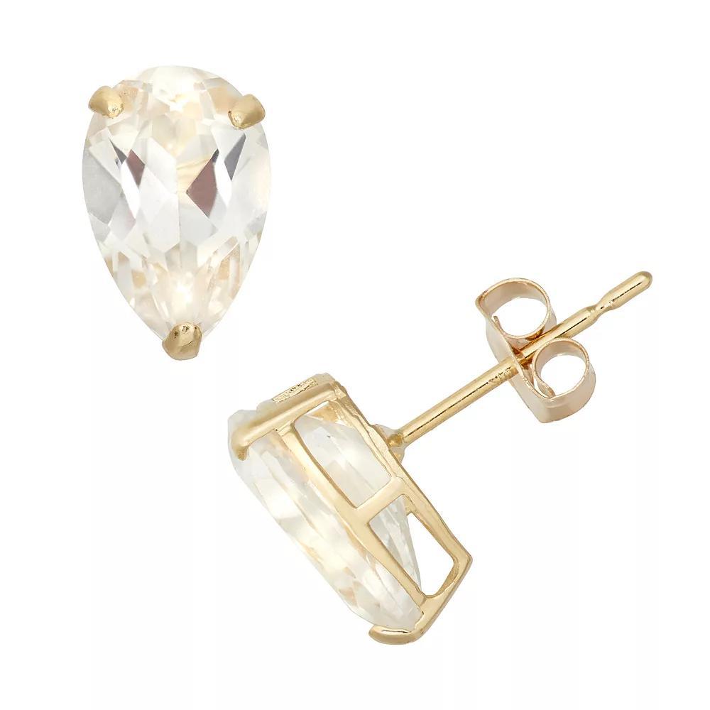 Designs by Gioelli Lab-Created White Sapphire 10k Gold Teardrop Stud Earrings, Women's Product Image