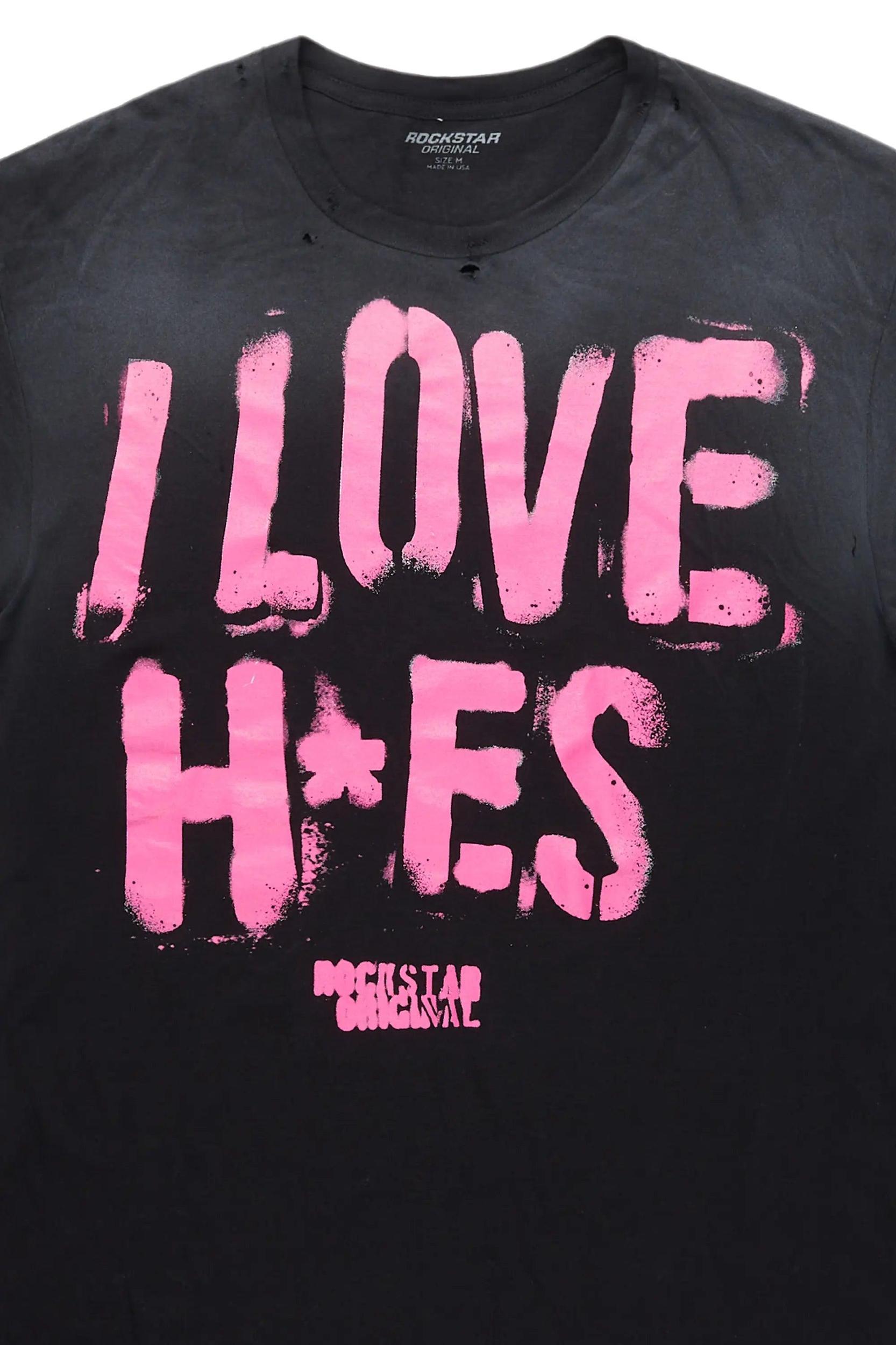 Banyan Black/Pink Graphic Oversized T-Shirt Male Product Image