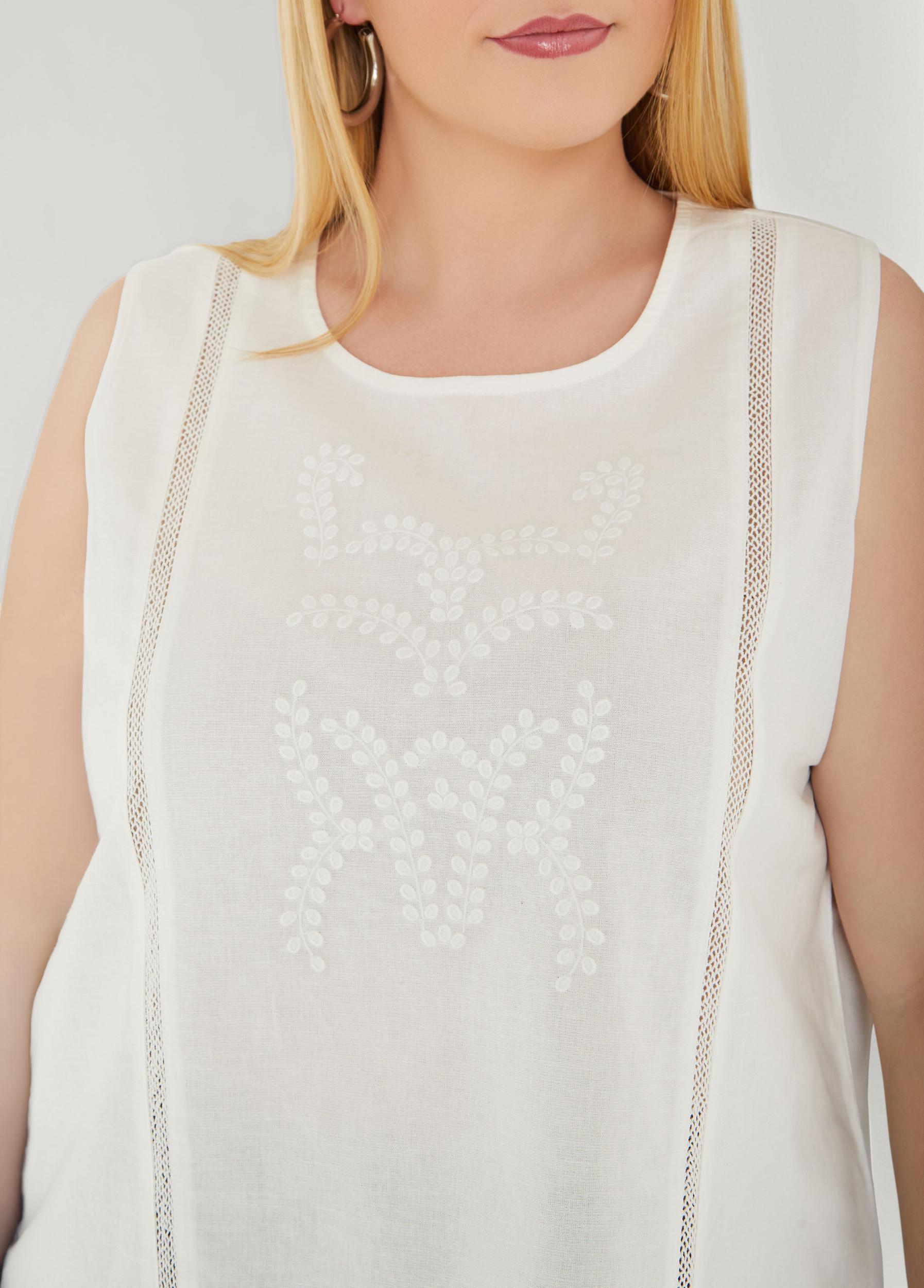 Embroidered Cotton And Linen Top Product Image