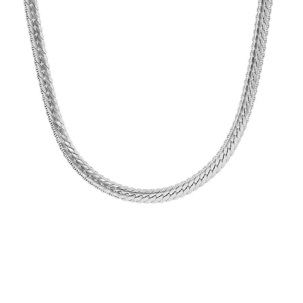 PRIMROSE Textured Flat Miami Cuban Frame Chain Necklace, Women's, Size: 16-18" ADJ, Gold Tone Product Image